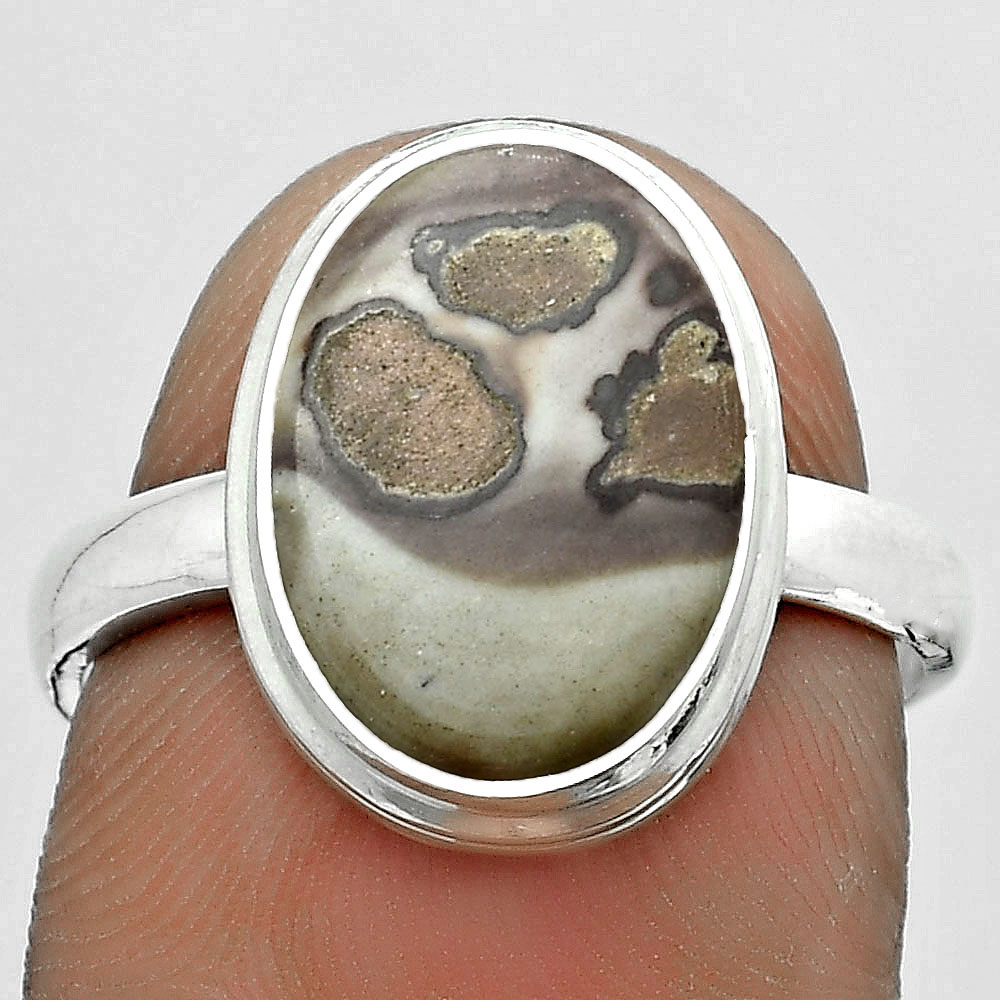 Natural Coffee Bean Jasper 925 Sterling Silver Ring s.8 Jewelry R-1007