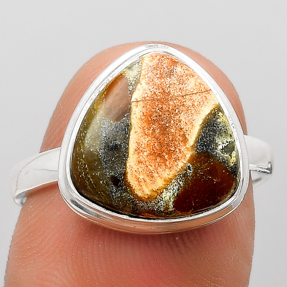 Natural Tabu Jasper 925 Sterling Silver Ring s.8.5 Jewelry R-1007