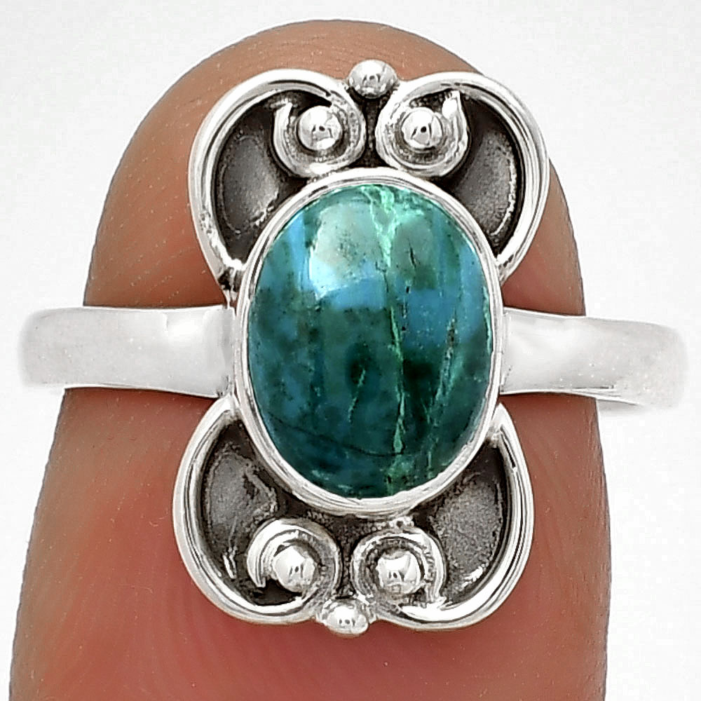 Natural Azurite Chrysocolla 925 Sterling Silver Ring s.7 Jewelry R-1121