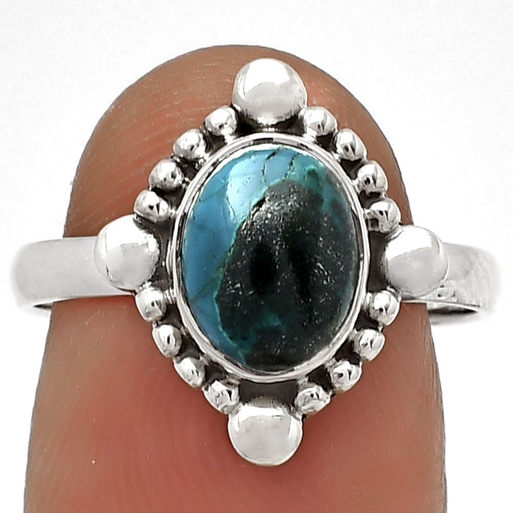 Natural Azurite Chrysocolla 925 Sterling Silver Ring s.8 Jewelry R-1127