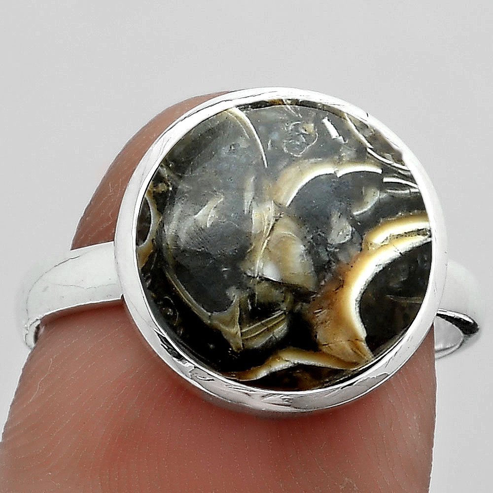 Natural Turtella Jasper - USA 925 Sterling Silver Ring s.8.5 Jewelry R-1007