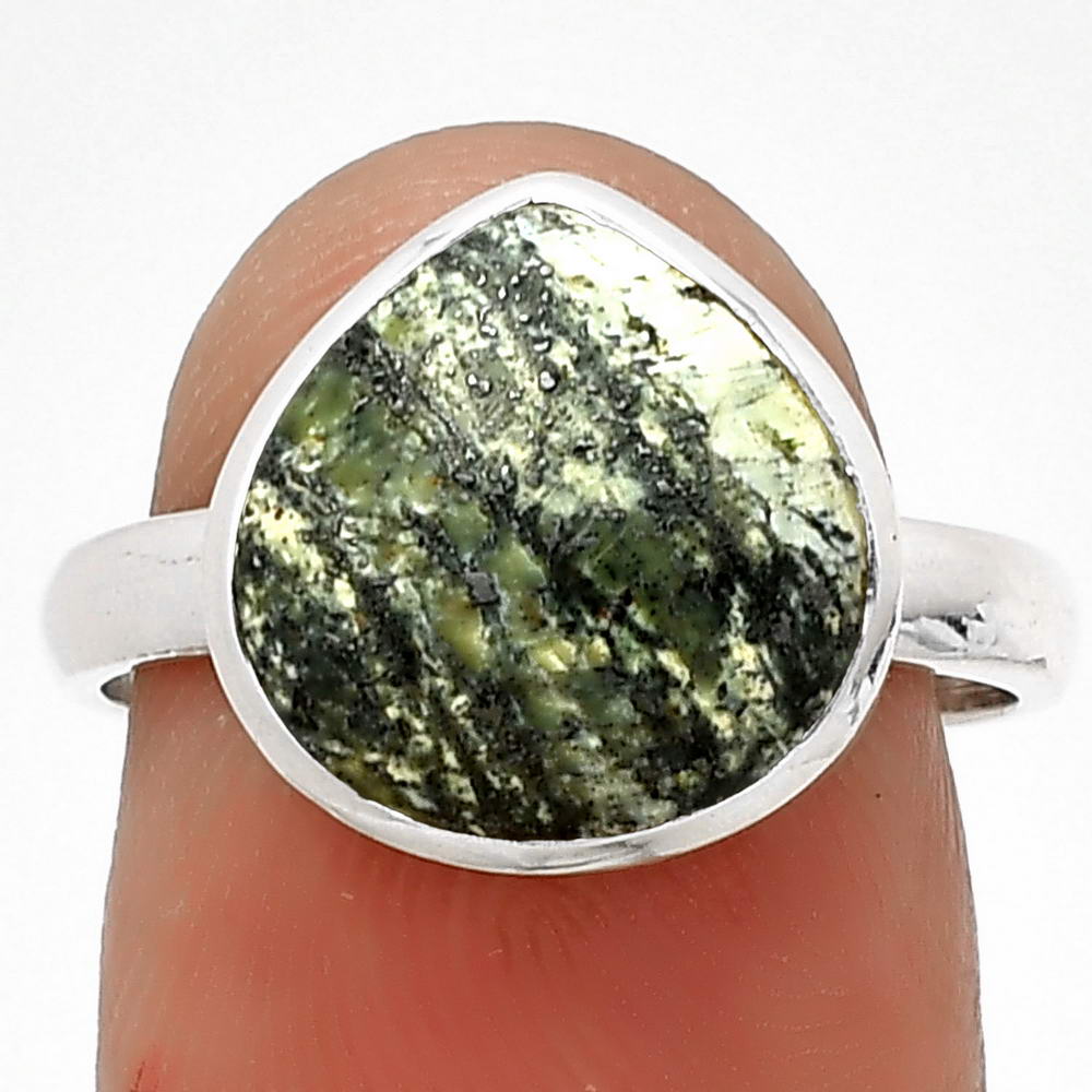 Natural Chrysotile 925 Sterling Silver Ring s.7.5 Jewelry R-1004