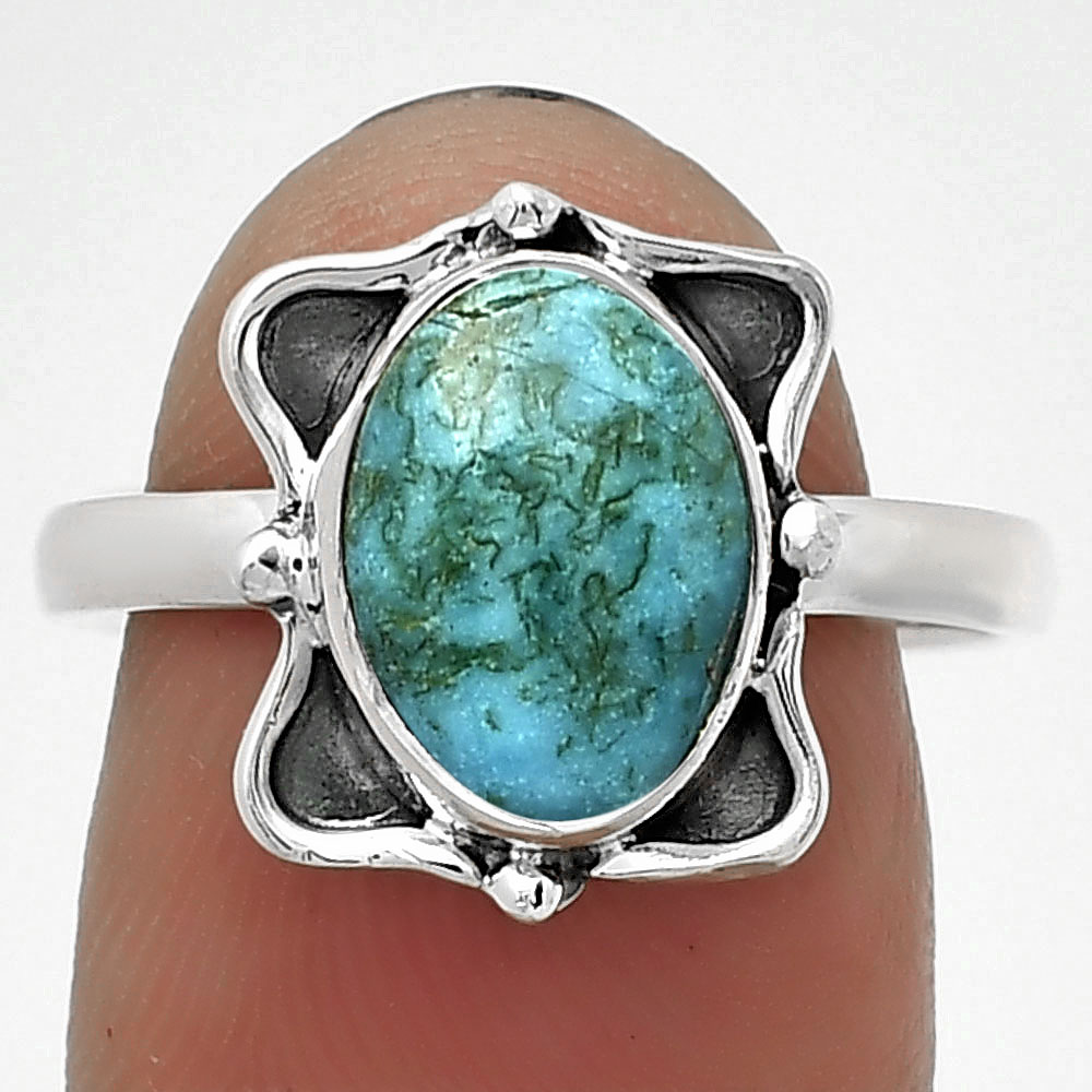 Natural Azurite Chrysocolla 925 Sterling Silver Ring s.8 Jewelry R-1103