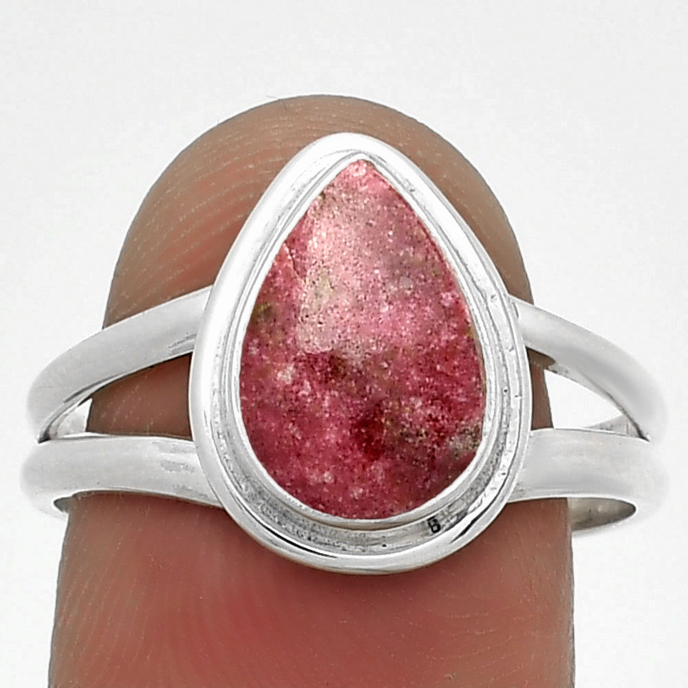 Natural Pink Thulite - Norway 925 Sterling Silver Ring s.9 Jewelry