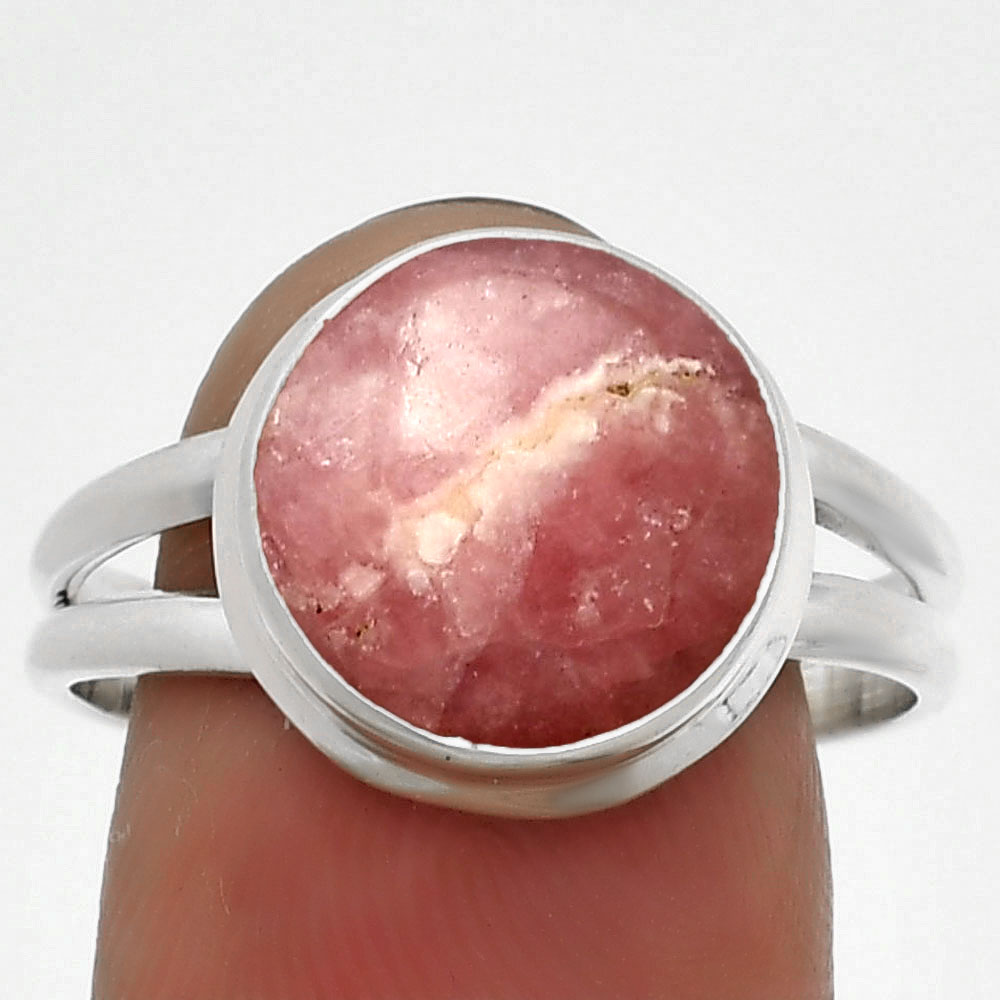 Natural Rhodochrosite Argentina 925 Sterling Silver Ring s.9.5 Jewelry