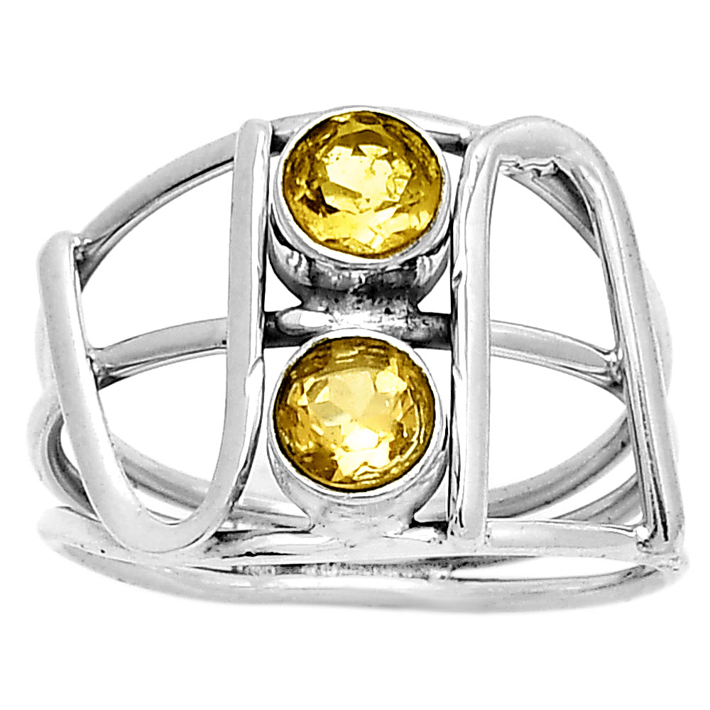 Natural Citrine 925 Sterling Silver Ring s.7.5 Jewelry R-1465
