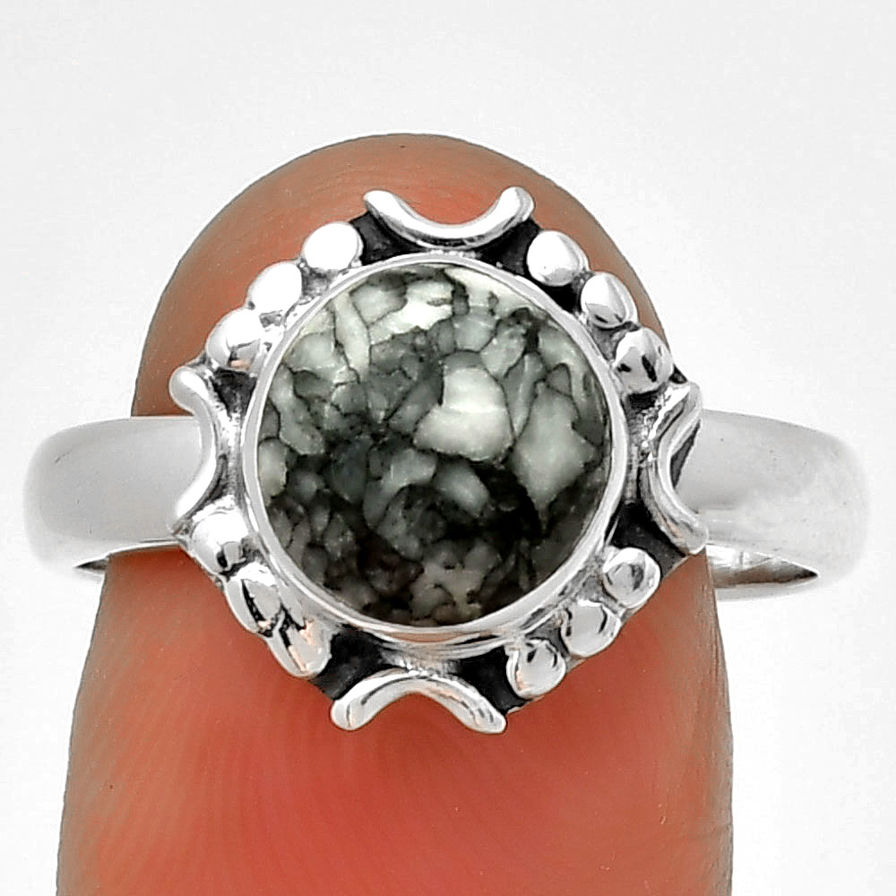 Natural Pinolith Stone 925 Sterling Silver Ring s.9 Jewelry