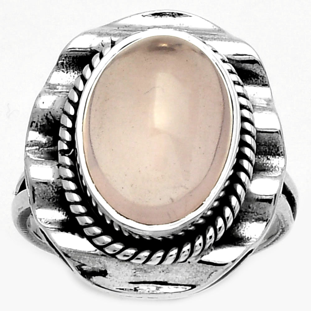 Natural Rose Quartz - Madagascar 925 Sterling Silver Ring s.7 Jewelry