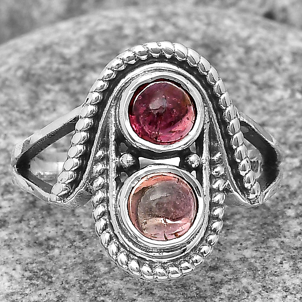 Natural Multi Tourmaline 925 Sterling Silver Ring s.7 Jewelry R-1027