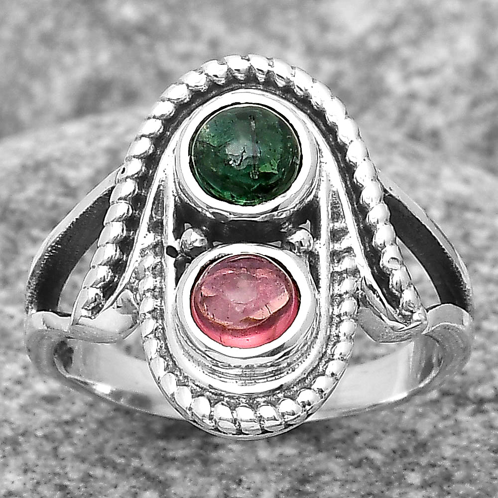 Natural Multi Tourmaline 925 Sterling Silver Ring s.7 Jewelry R-1027