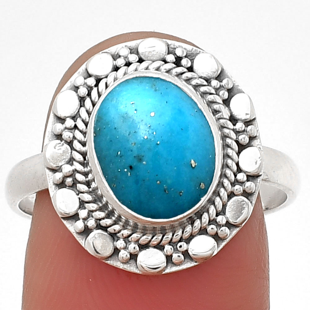 Kingman Turquoise With Pyrite 925 Sterling Silver Ring s.9 Jewelry R-1399