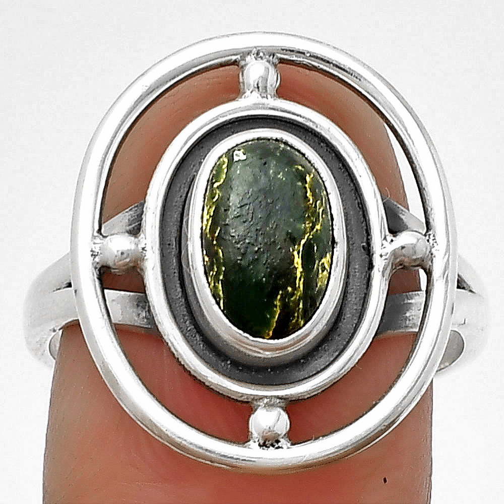 Natural Green Fuchsite 925 Sterling Silver Ring s.8.5 Jewelry R-1446