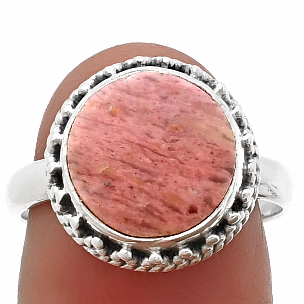 Natural Pink Tulip Quartz 925 Sterling Silver Ring s.7.5 Jewelry R-1096