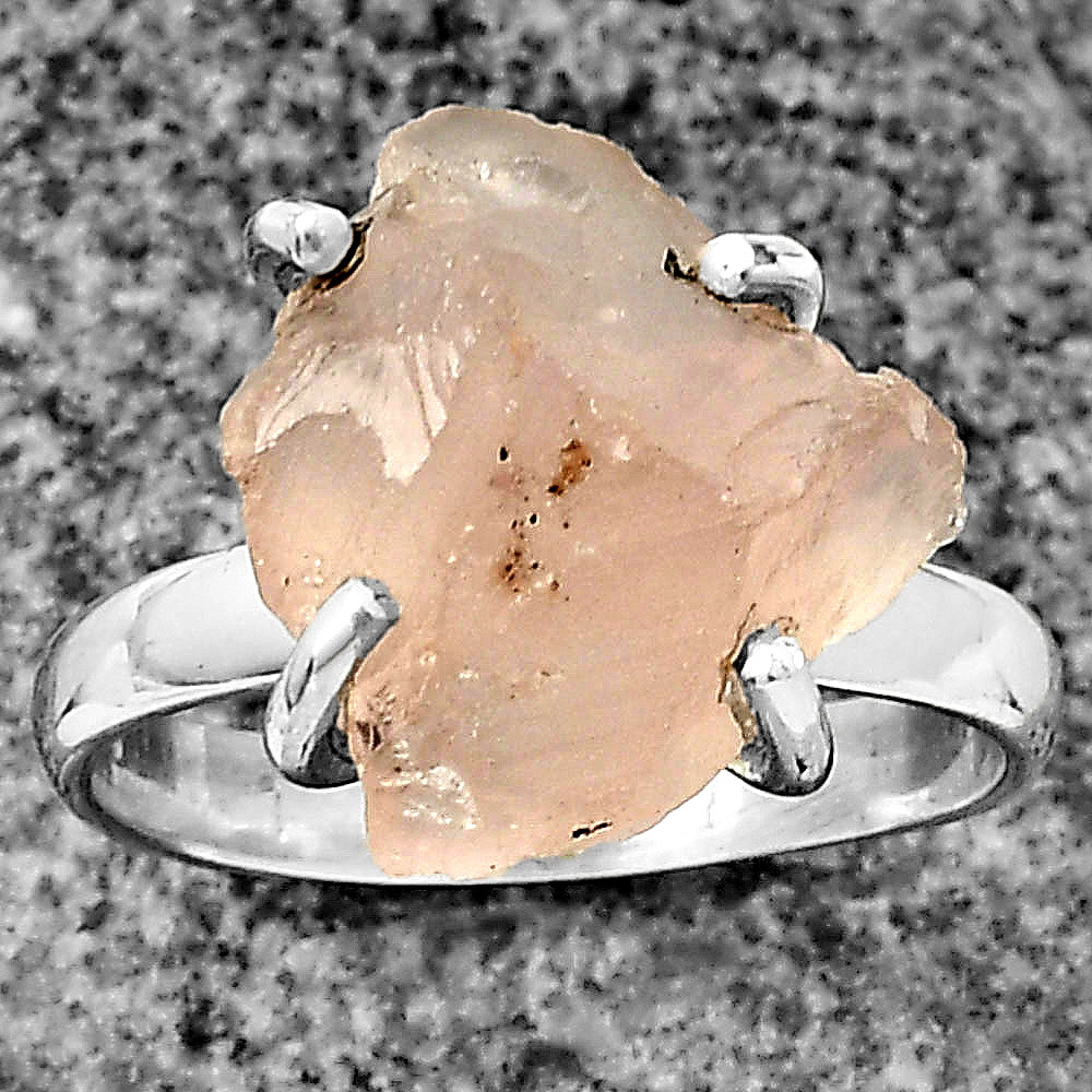 Natural Rose Quartz - Madagascar 925 Sterling Silver Ring s.7 Jewelry R-1052