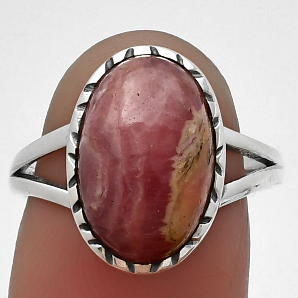 Natural Rhodochrosite Argentina 925 Sterling Silver Ring s.8 Jewelry R-1074