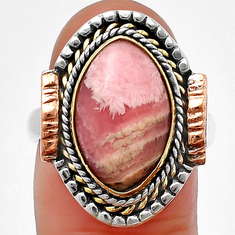 Natural Rhodochrosite Argentina 925 Sterling Silver Ring s.8 Jewelry R-1414