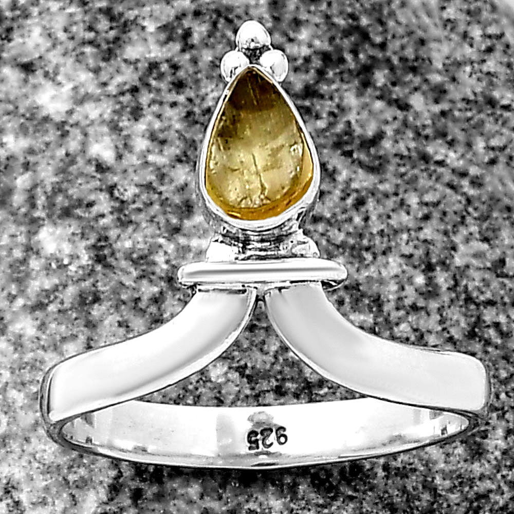 Natural Peridot Rough 925 Sterling Silver Ring s.8.5 Jewelry R-1406