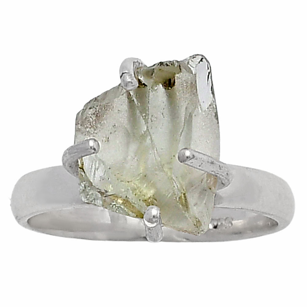 Prasiolite (Green Amethyst) Rough 925 Sterling Silver Ring s.7 Jewelry R-1052