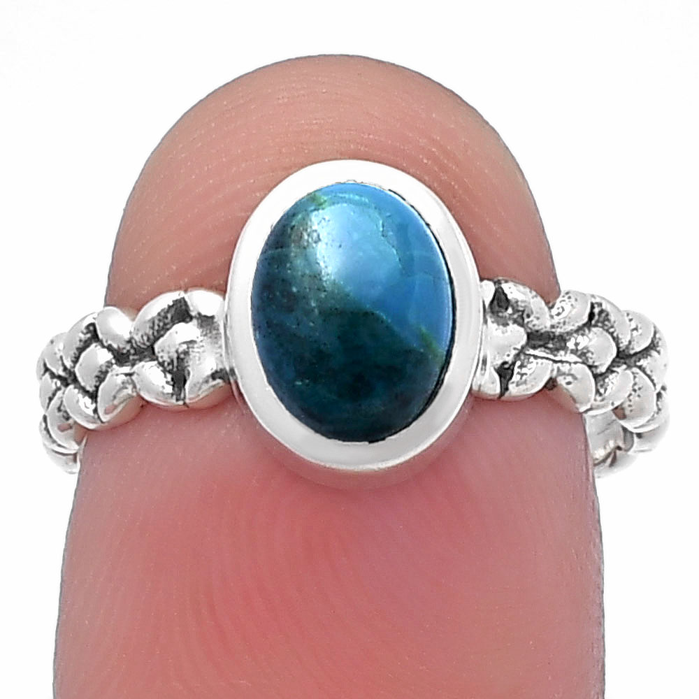 Natural Azurite Chrysocolla 925 Sterling Silver Ring s.7 Jewelry R-1063