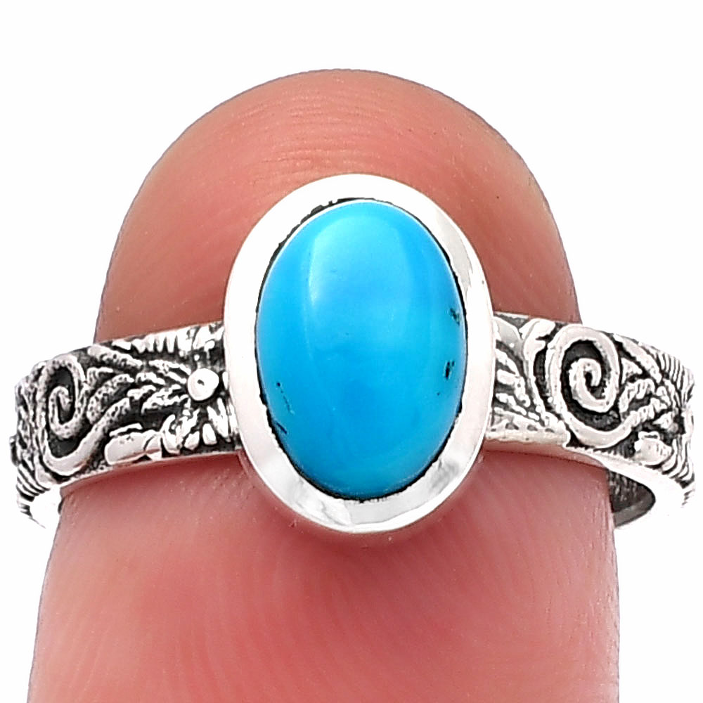Natural Rare Turquoise Nevada Aztec Mt 925 Silver Ring s.7.5 Jewelry R-1061