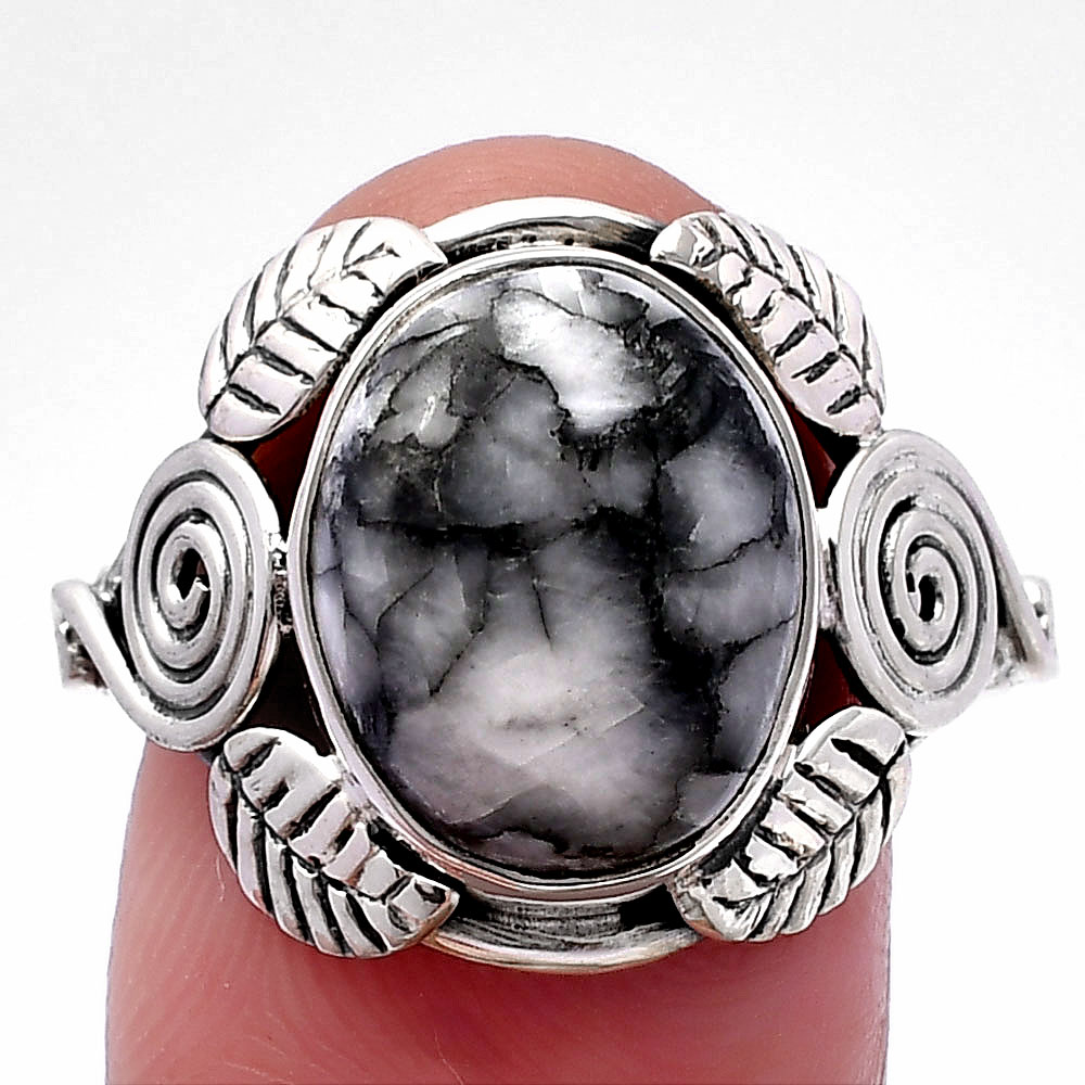 Southwest Design - Pinolith Stone 925 Sterling Silver Ring s.8.5 Jewelry R-1352
