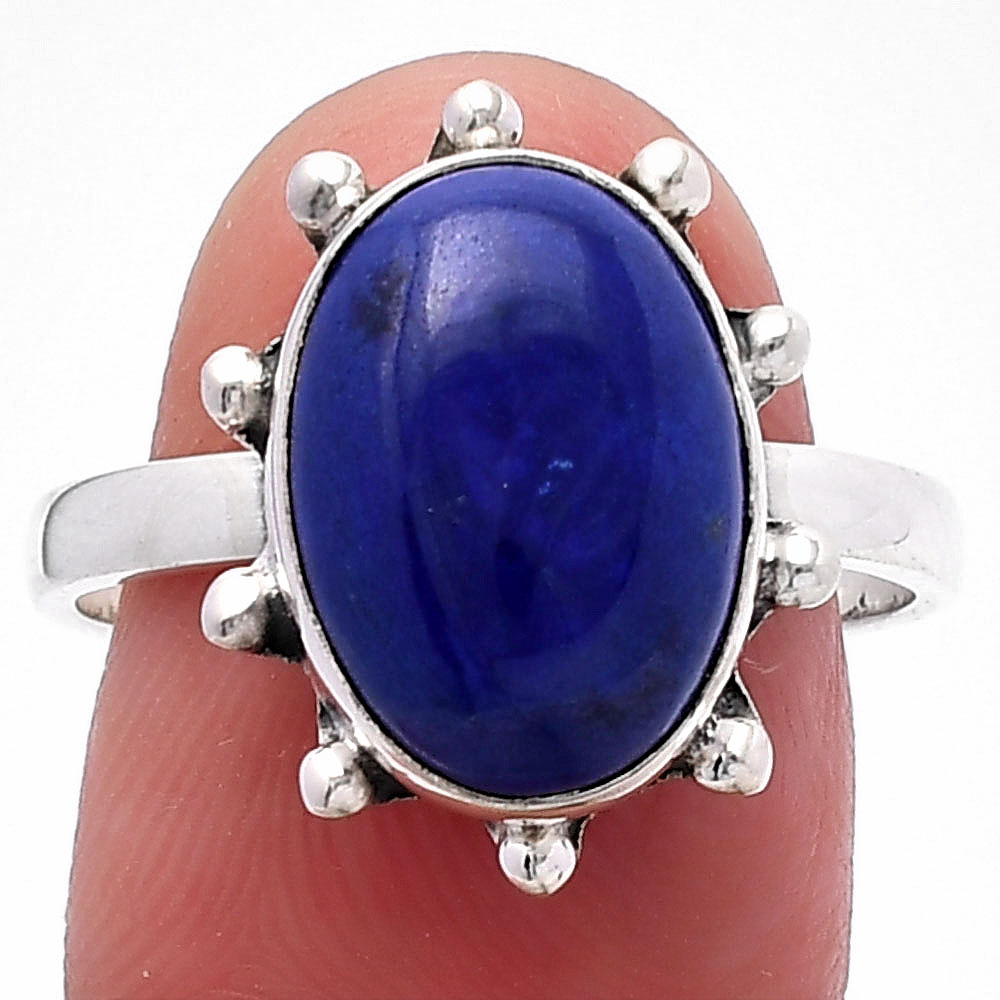 Natural Lapis Lazuli - Afghanistan 925 Sterling Silver Ring s.9 Jewelry R-1268