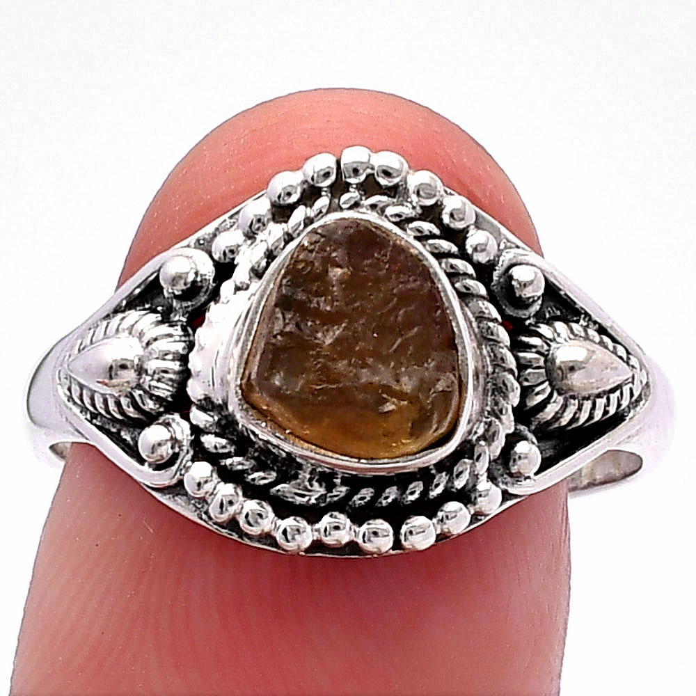 Natural Rare Kornerupine Rough 925 Sterling Silver Ring s.9 Jewelry R-1300