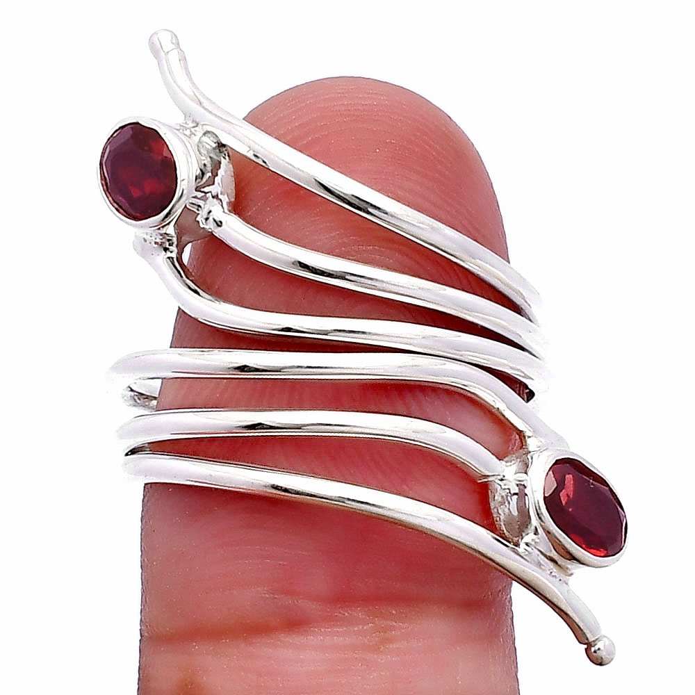 Adjustable - Hessonite Garnet 925 Sterling Silver Ring s.7 Jewelry R-1409