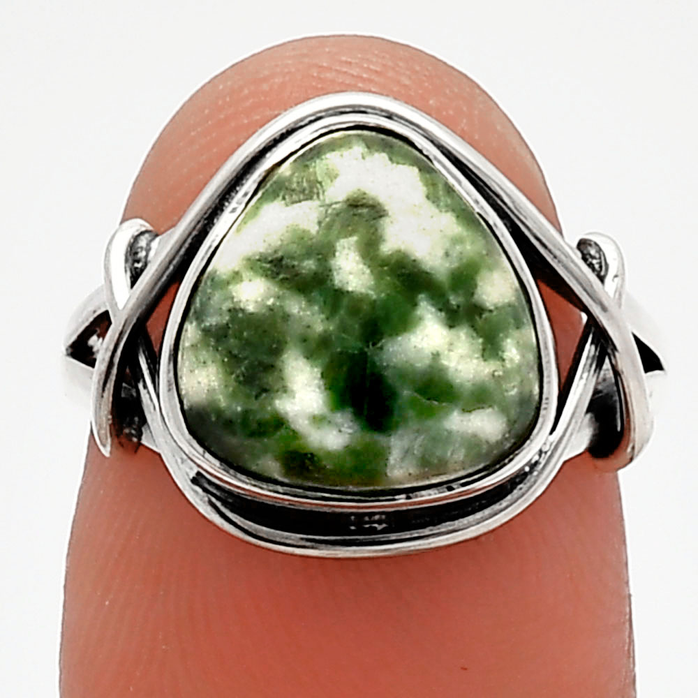 Natural Dioptase 925 Sterling Silver Ring s.6 Jewelry R-1054