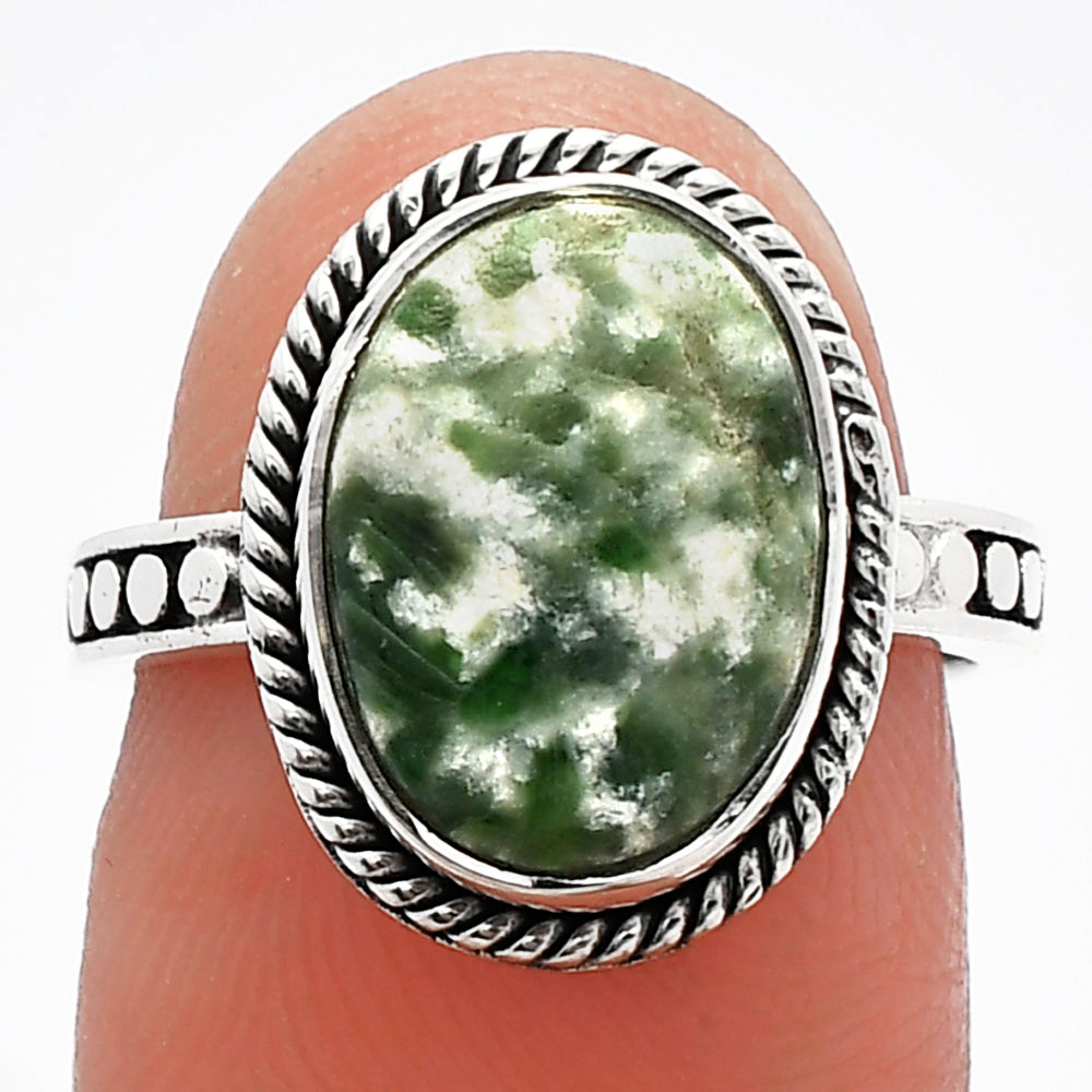 Natural Dioptase 925 Sterling Silver Ring s.6 Jewelry R-1066