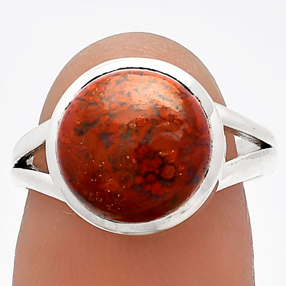 Natural Red Moss Agate 925 Sterling Silver Ring s.7 Jewelry R-1005