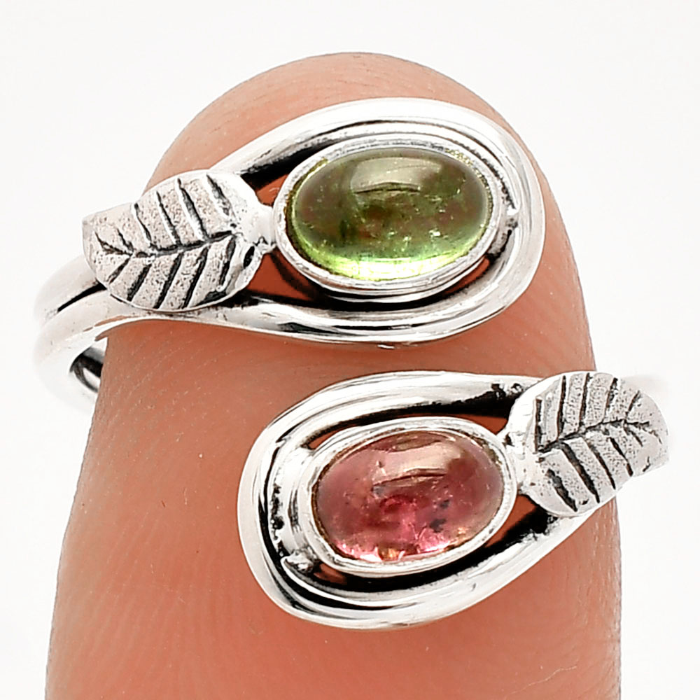 Natural Multi Tourmaline 925 Sterling Silver Ring s.7 Jewelry R-1483