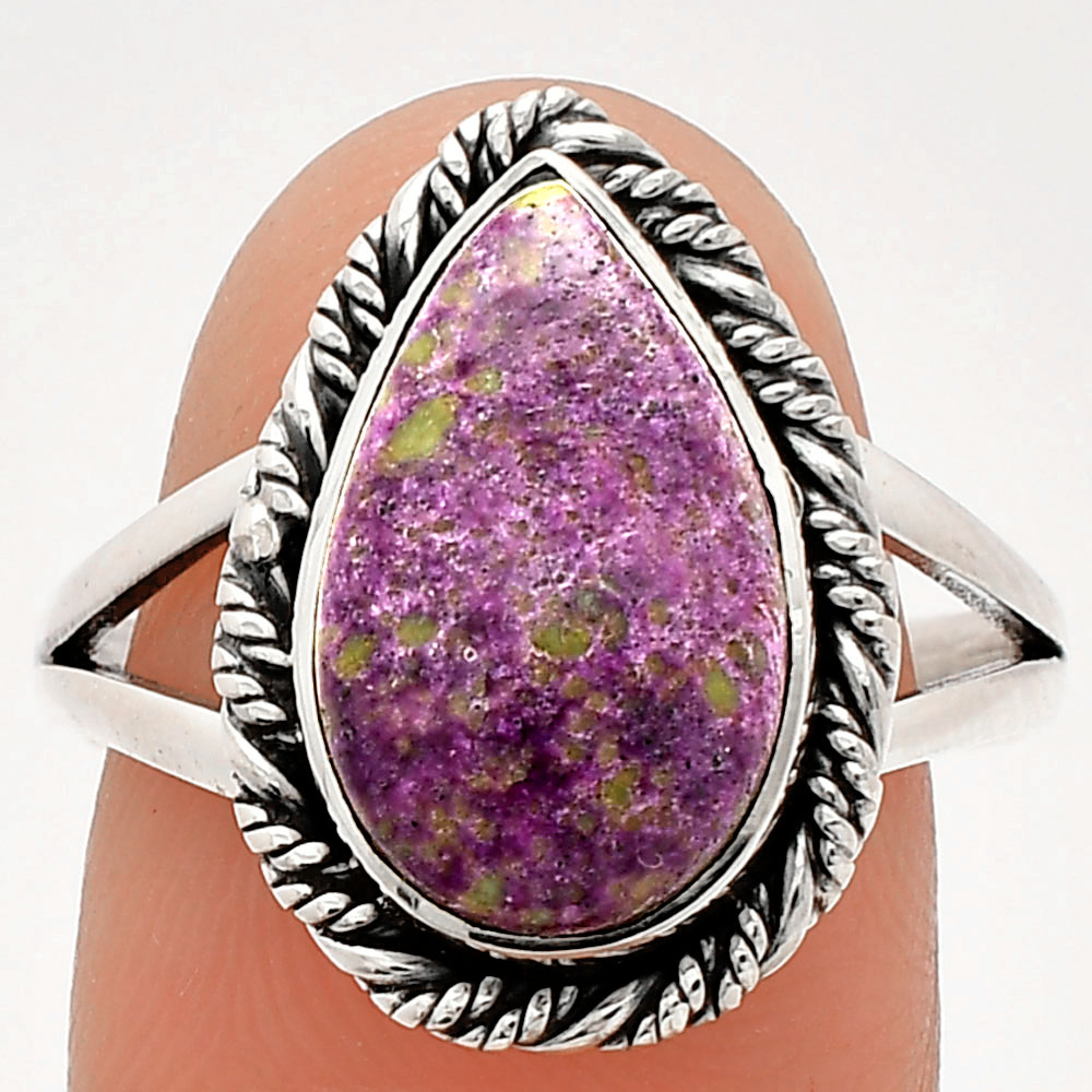 Natural Purpurite - South Africa 925 Sterling Silver Ring s.9 Jewelry R-1014