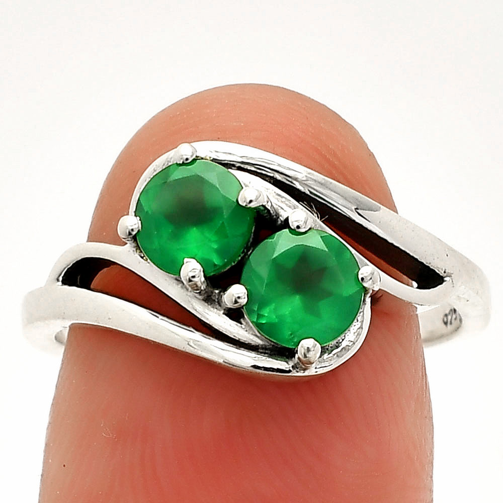 Natural Green Onyx 925 Sterling Silver Ring s.8 Jewelry R-1048