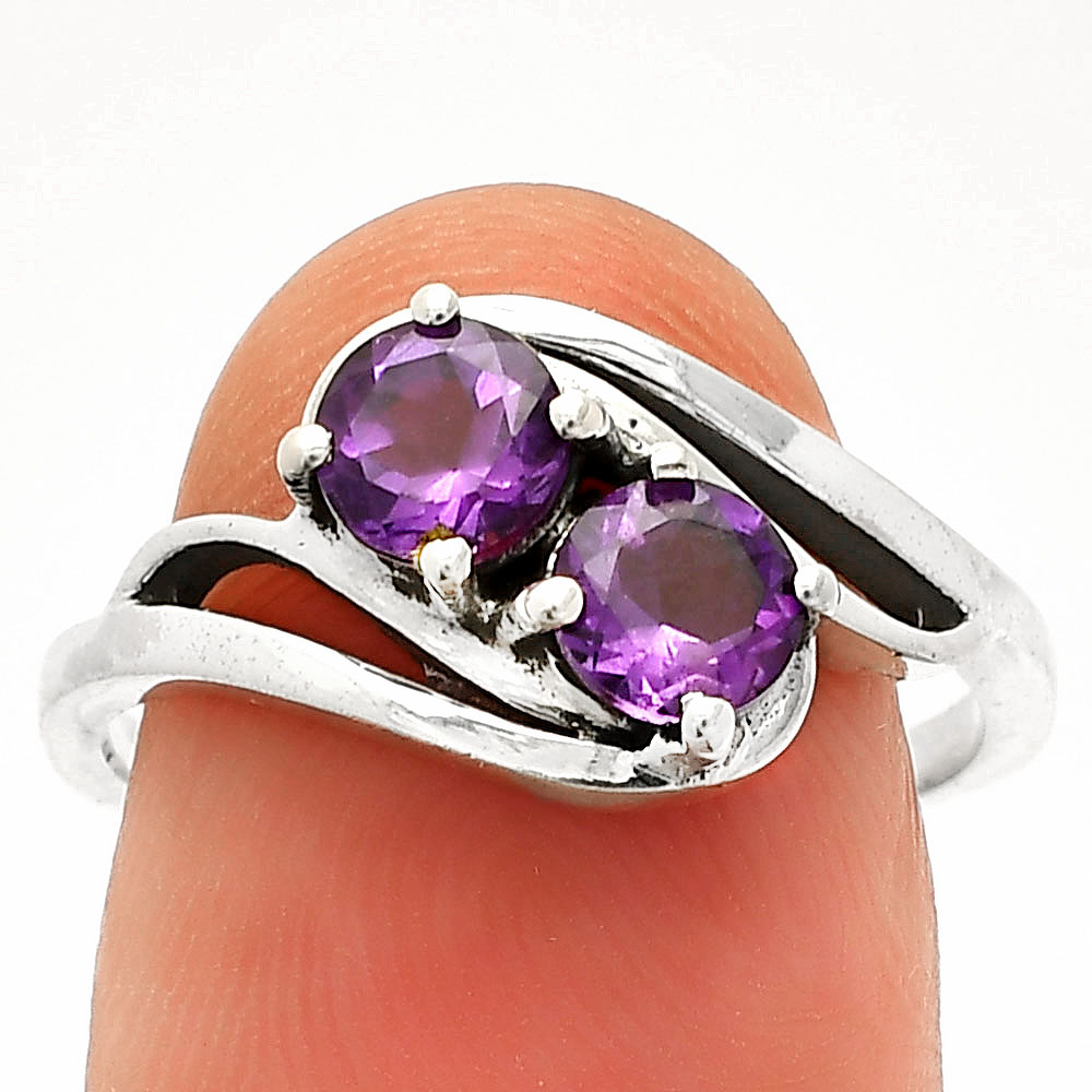 Natural African Amethyst 925 Sterling Silver Ring s.8 Jewelry R-1048