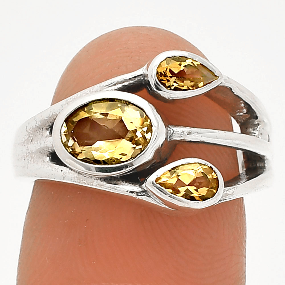 Natural Citrine 925 Sterling Silver Ring s.6 Jewelry R-1024