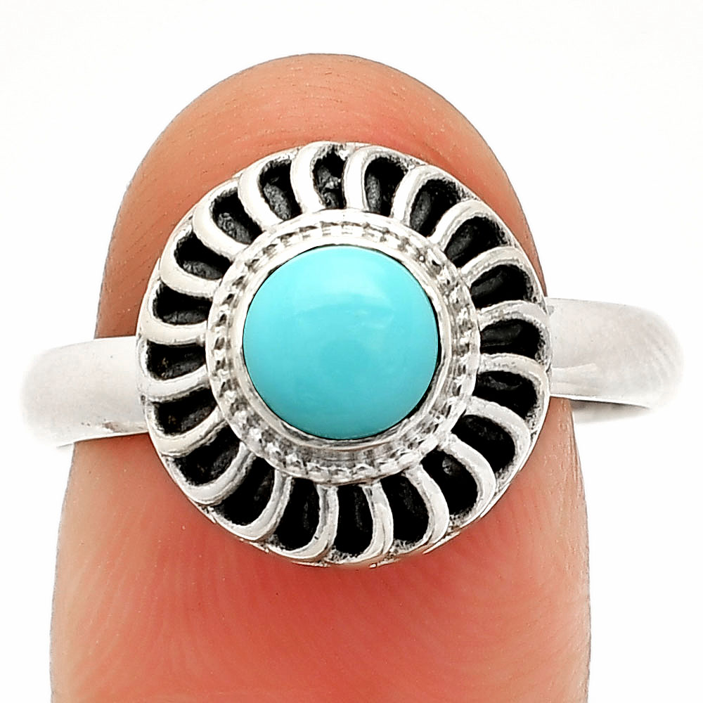 Sleeping Beauty Turquoise - USA 925 Sterling Silver Ring s.9.5 Jewelry R-1596