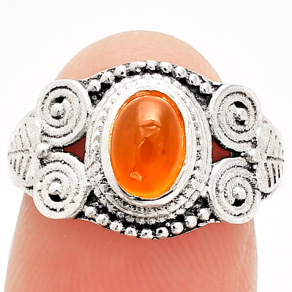 Natural Carnelian 925 Sterling Silver Ring s.6 Jewelry R-1280