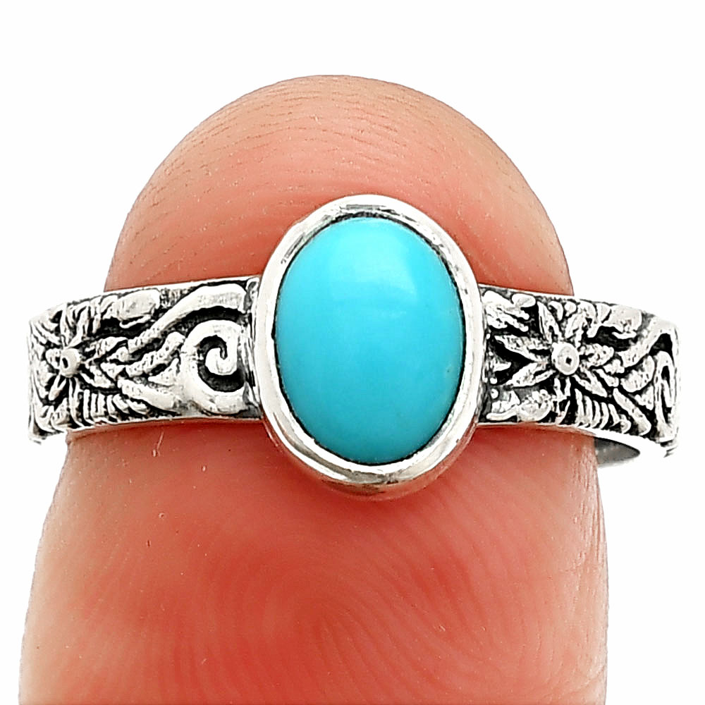 Sleeping Beauty Turquoise - USA 925 Sterling Silver Ring s.7 Jewelry R-1055