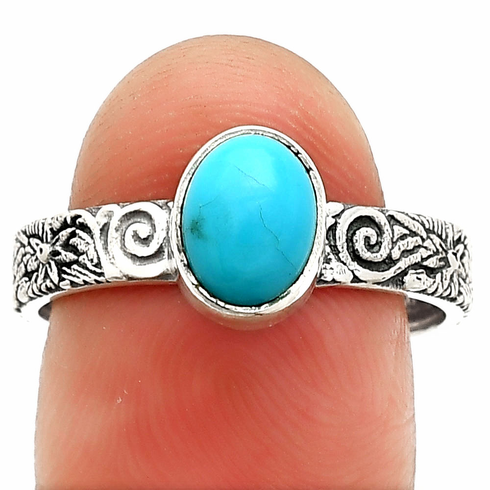 Sleeping Beauty Turquoise - USA 925 Sterling Silver Ring s.9 Jewelry R-1055