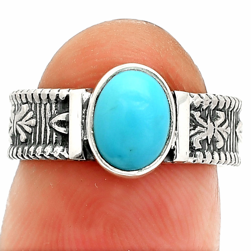 Sleeping Beauty Turquoise - USA 925 Sterling Silver Ring s.6 Jewelry R-1058