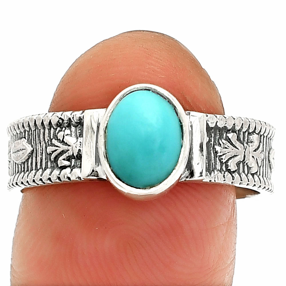 Sleeping Beauty Turquoise - USA 925 Sterling Silver Ring s.8.5 Jewelry R-1058