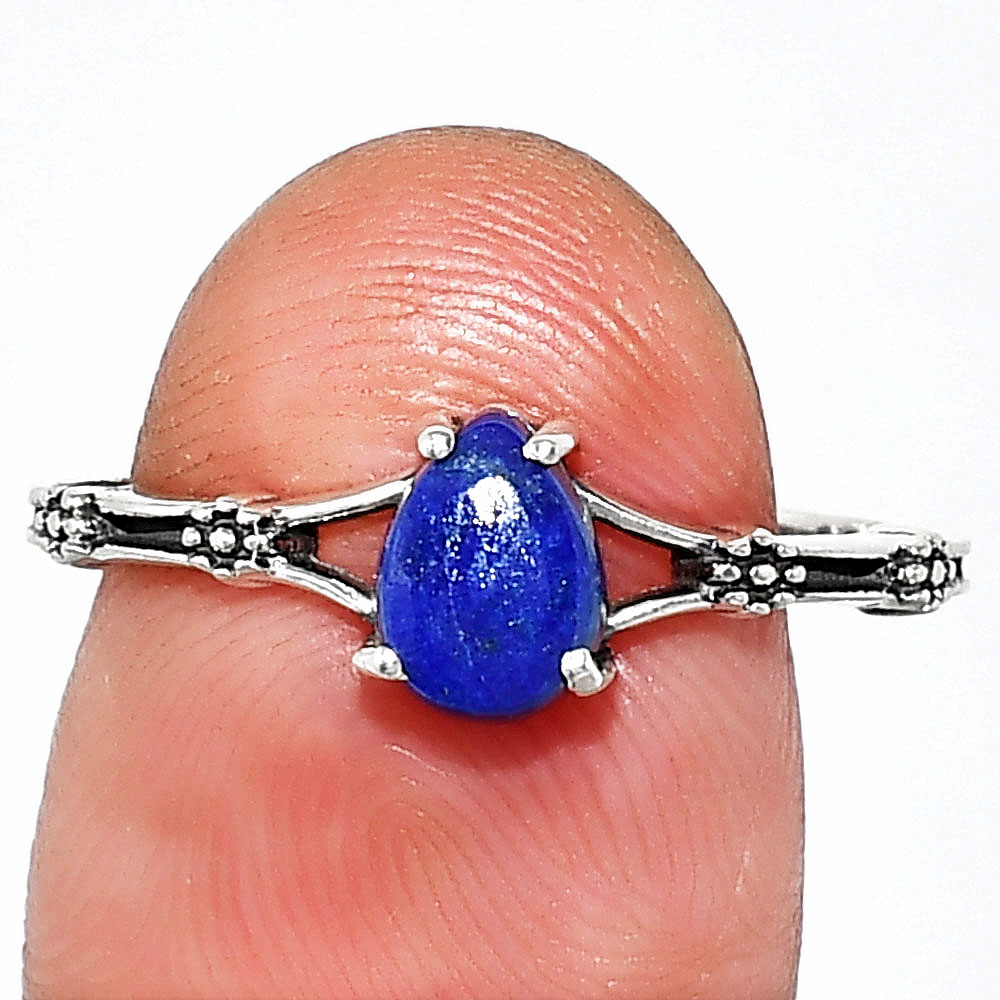 Natural Lapis Lazuli - Afghanistan 925 Sterling Silver Ring s.8 Jewelry R-1720