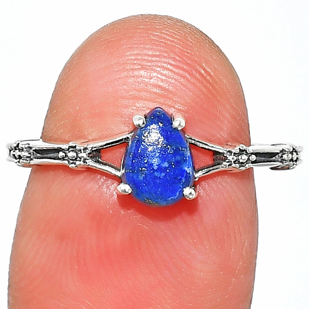Natural Lapis Lazuli - Afghanistan 925 Sterling Silver Ring s.8 Jewelry R-1720