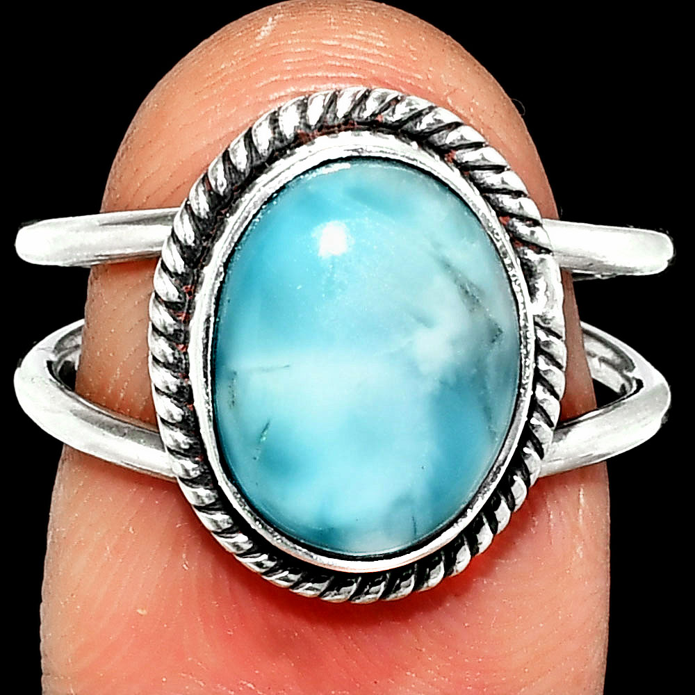 Larimar (Dominican Republic) 925 Sterling Silver Ring s.7.5 Jewelry R-1068