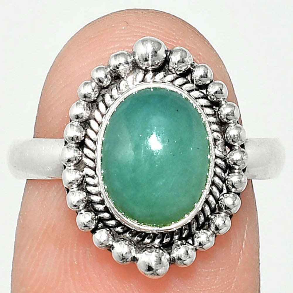 Natural Prehnite 925 Sterling Silver Ring s.7 Jewelry R-1154