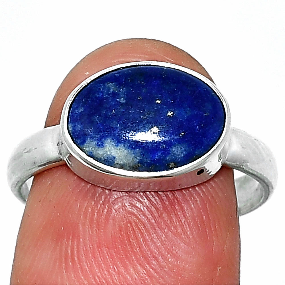 Natural Lapis Lazuli - Afghanistan 925 Sterling Silver Ring s.8 Jewelry R-1057