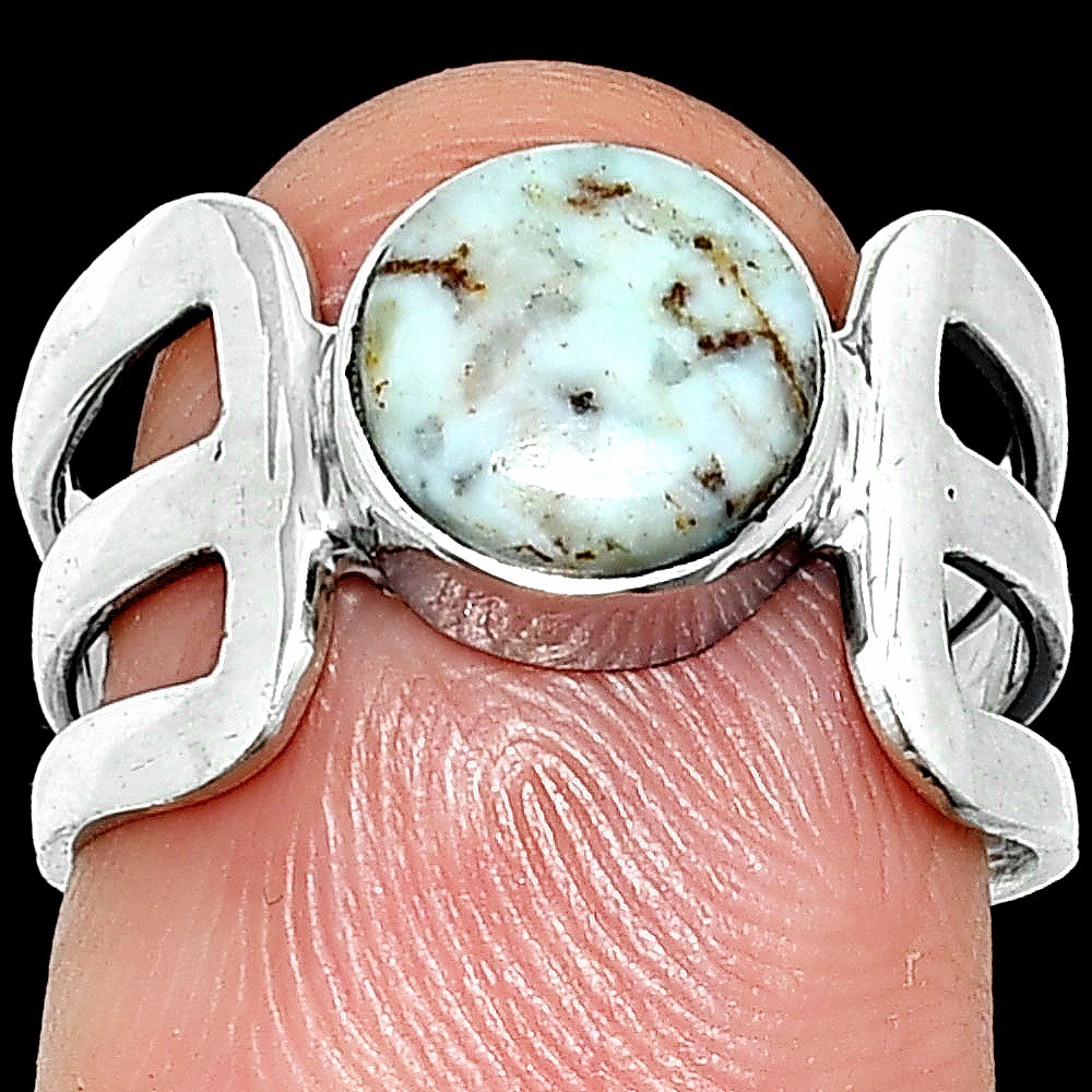Authentic White Buffalo Turquoise Nevada 925 Silver Ring s.7 Jewelry R-1162