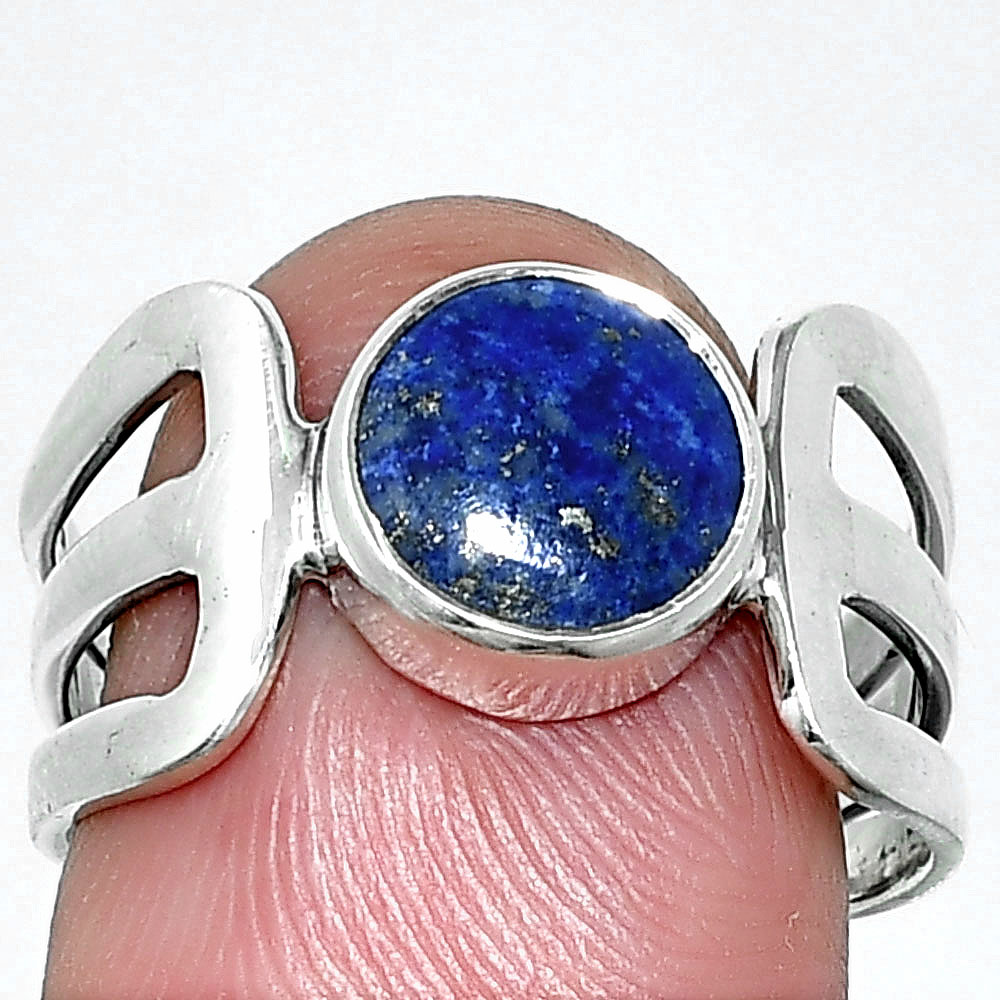 Natural Lapis Lazuli - Afghanistan 925 Sterling Silver Ring s.8 Jewelry R-1162