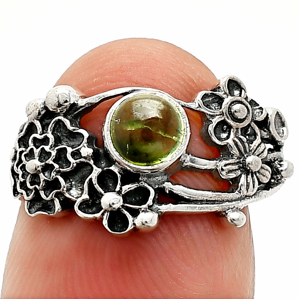 Floral - Natural Multi Tourmaline 925 Sterling Silver Ring s.7 Jewelry R-1041